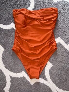 Strapless One-Piece Swimsuit in Rust Orange